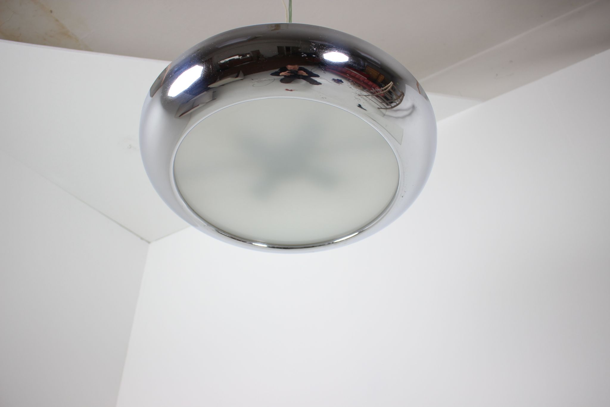 Functionalist chrome Pendant UFO by Josef Hurka for Napako, 1930s