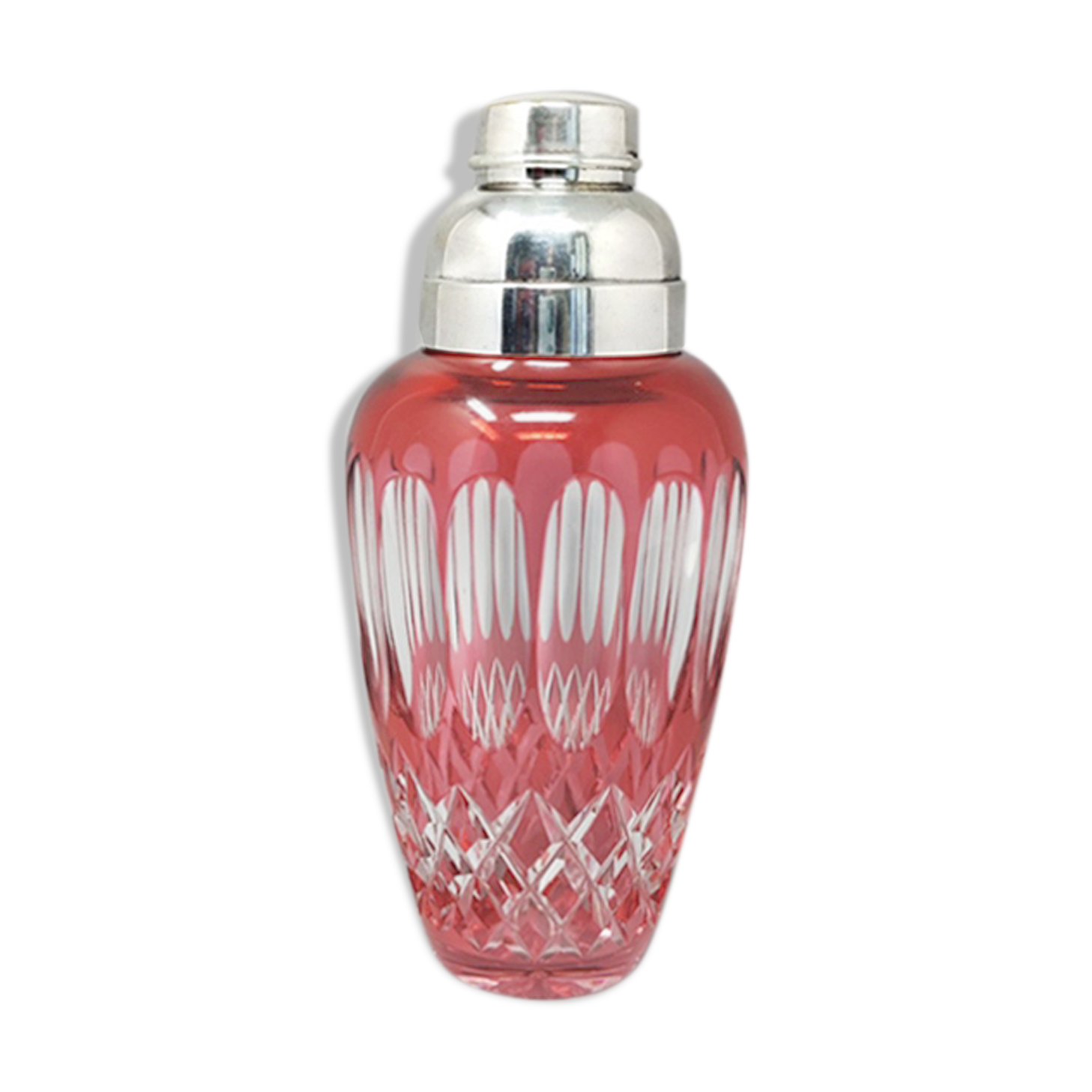 Shaker à cocktail en verre de cristal de bohème rouge des années 1960. fabriqué en italie. attive foto