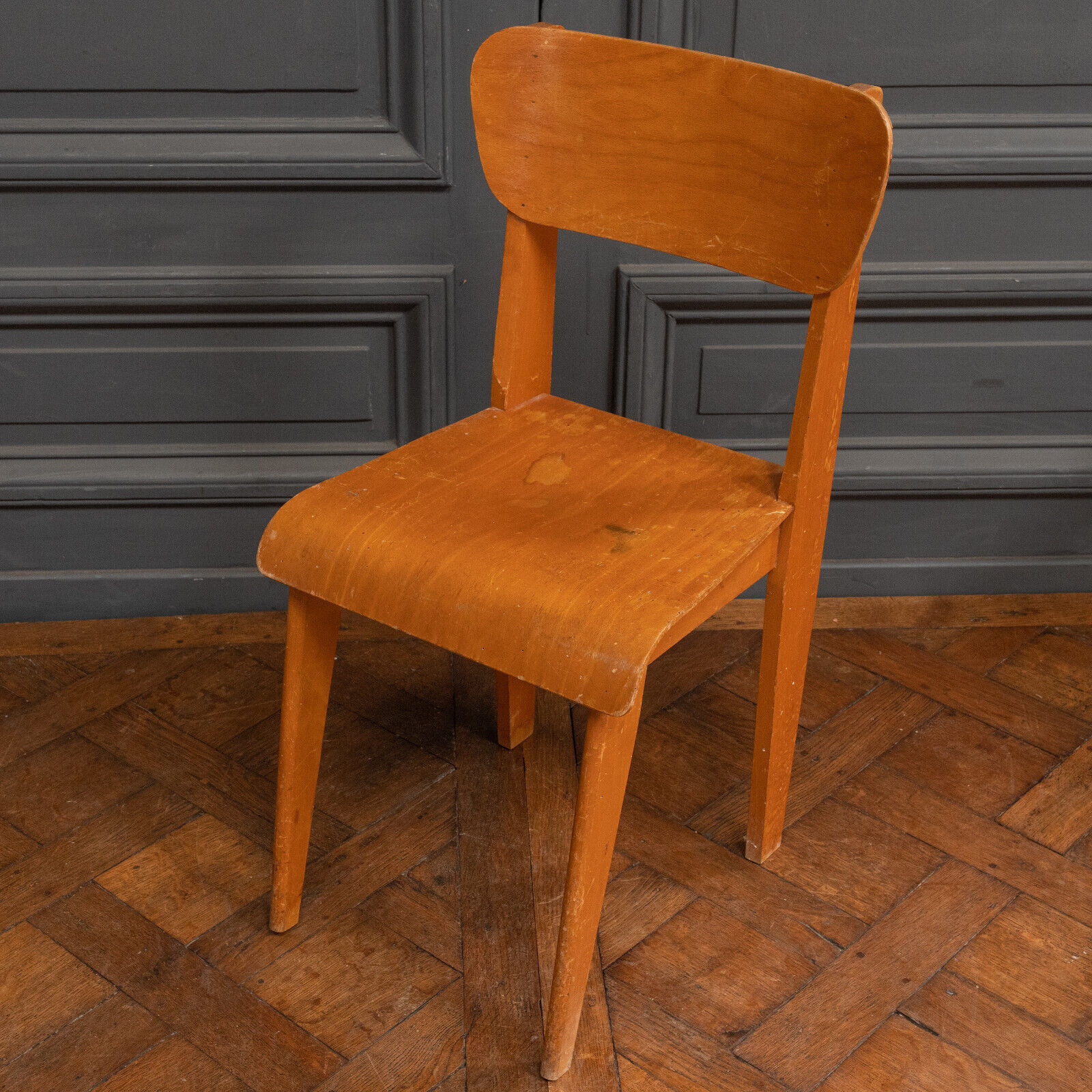 Chaise en bois cintré 1960 bureau travail français
