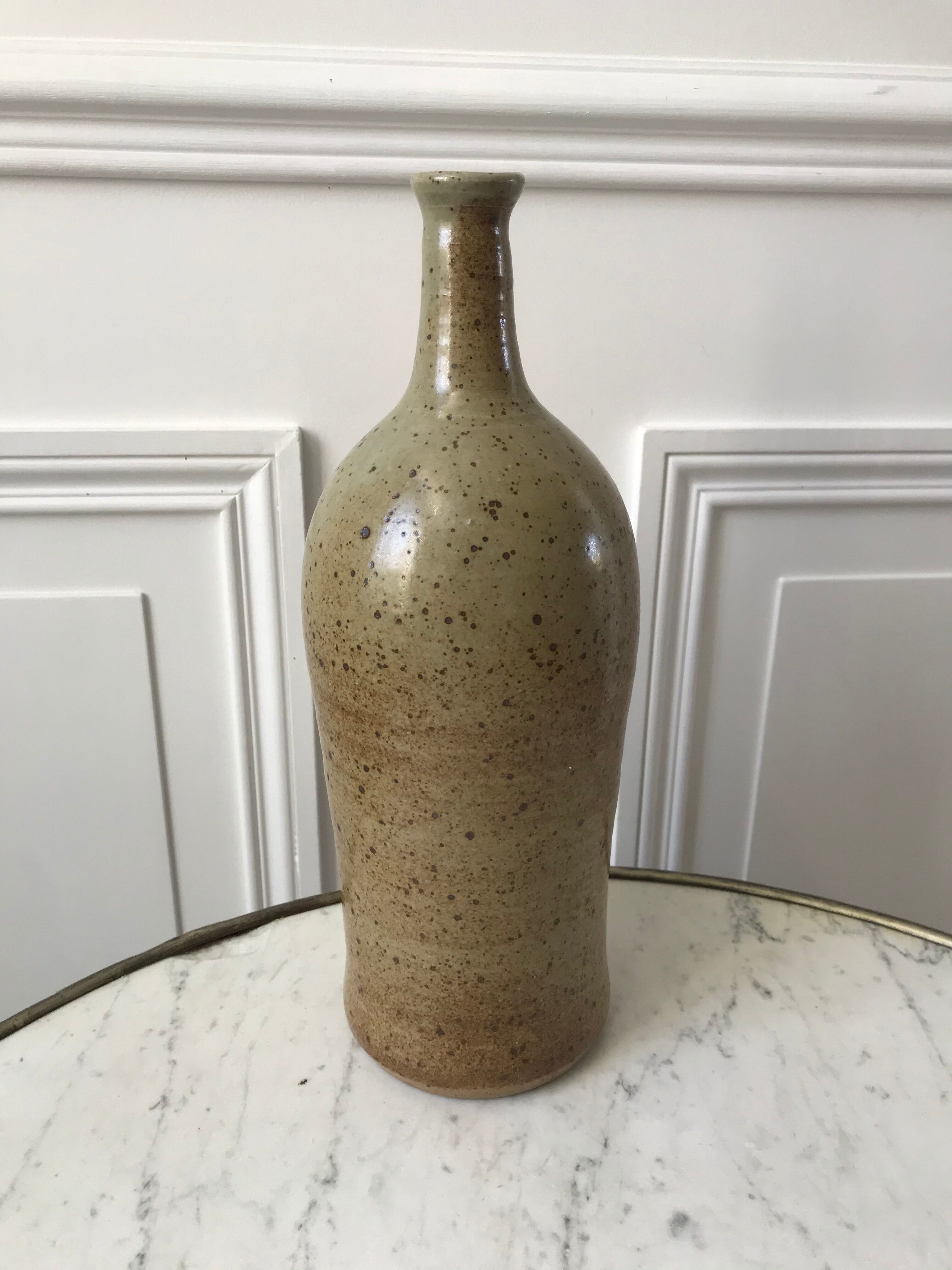 Ceramic bottle / stoneware / pottery vintage 70s signed