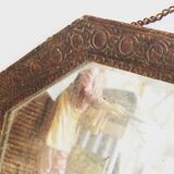 Decorated wooden octagonal mirror