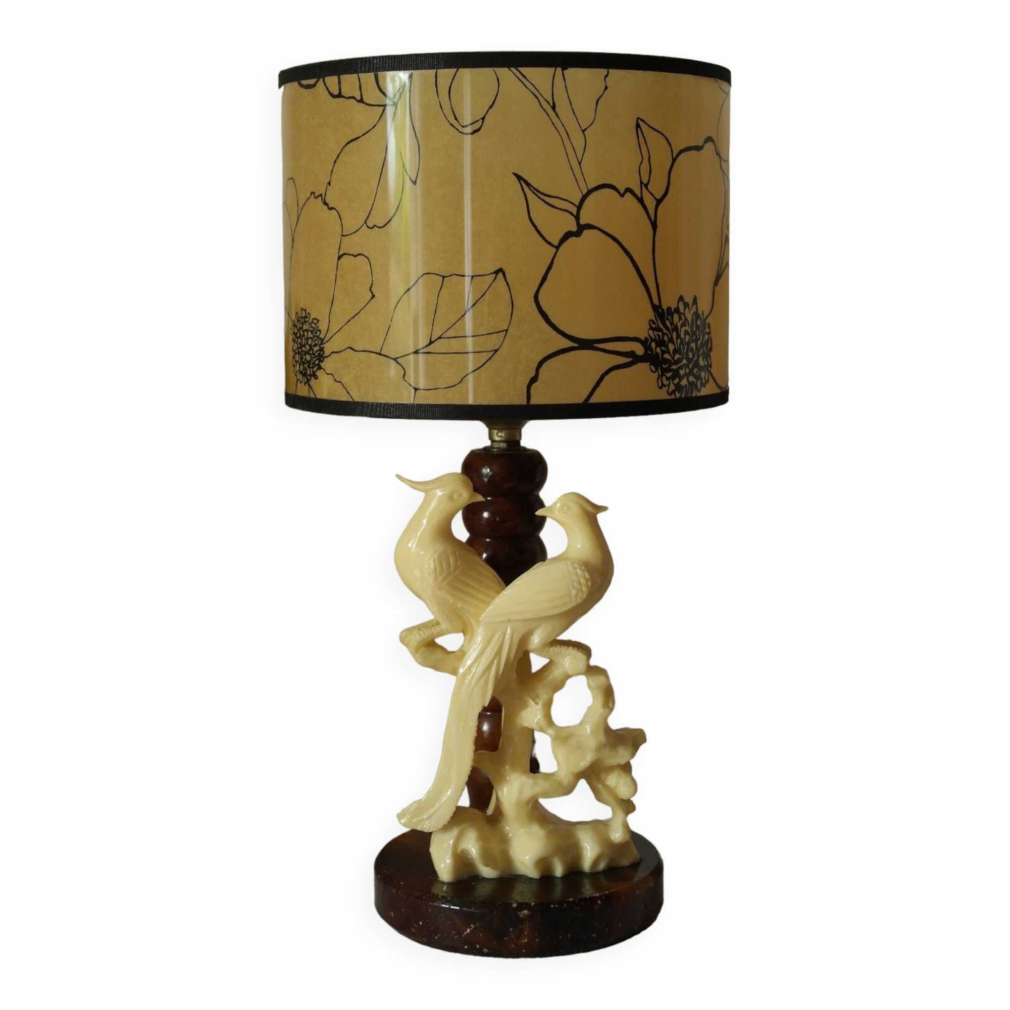 Vintage onyx birds bedside lamp