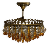 Lampe de plafond vintage en verre de Murano, années 50