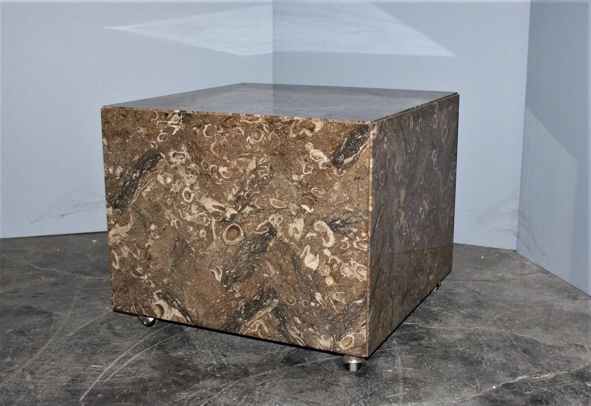 Side Tables with Wheels in Marble by Bufalini Marmi, Italy, 1970s, Set of 2