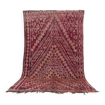 Tapis marocain vintage bourgogne 183 x 321 cm - Tapis en laine berbère - Tapis fait main