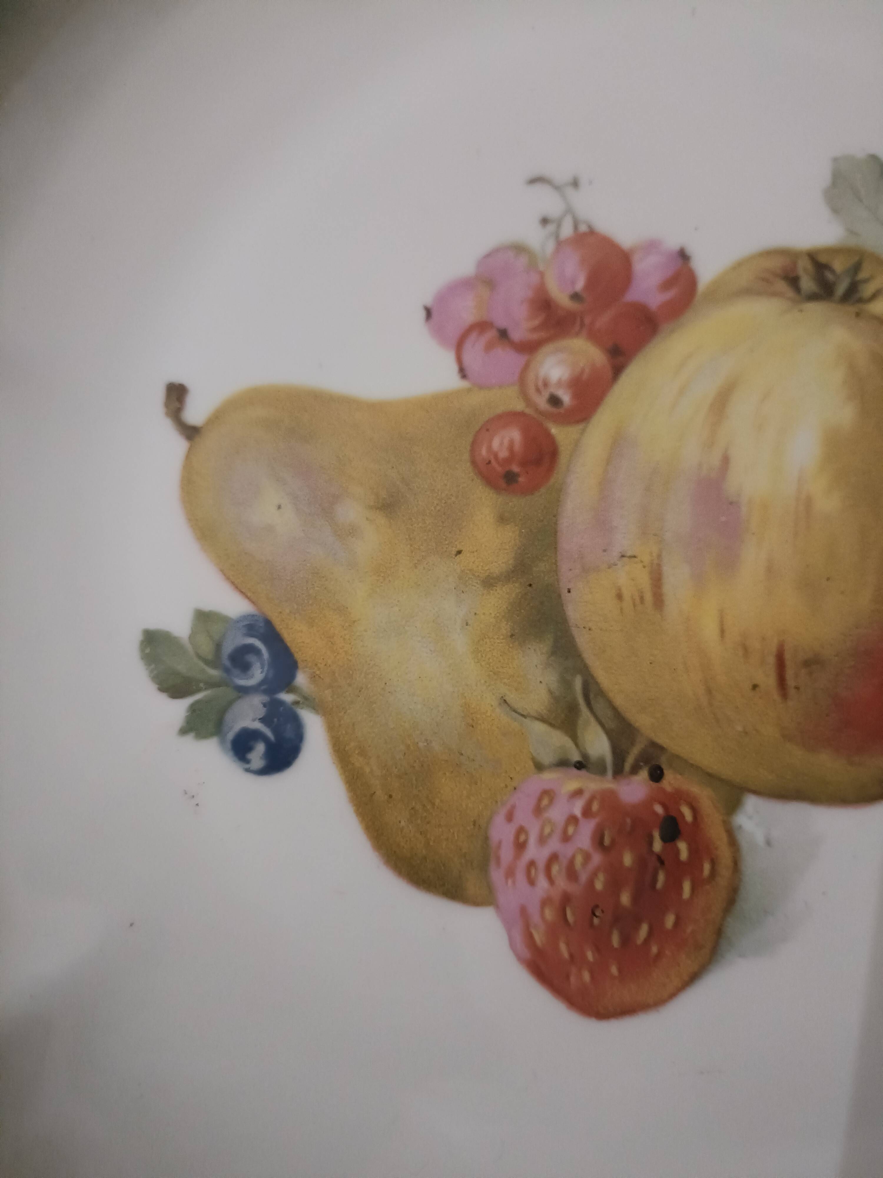 Plat de service porcelaine décor fruits