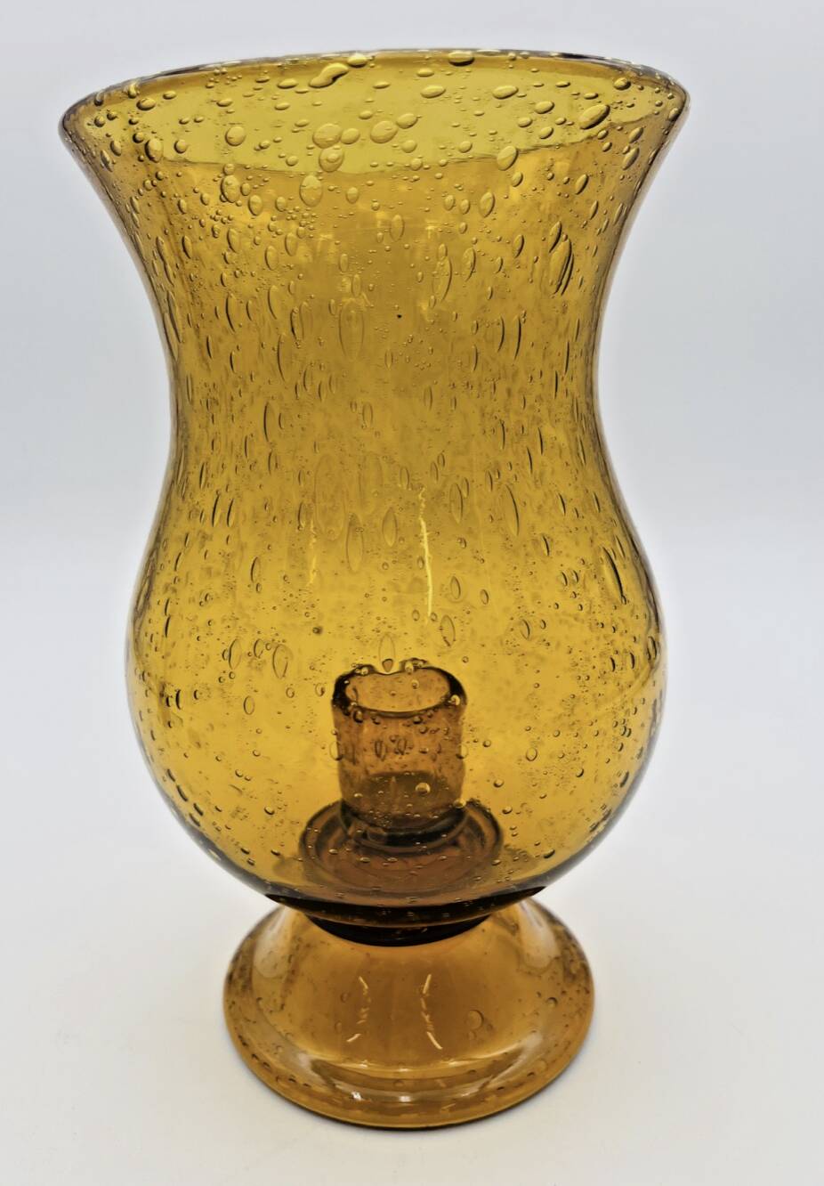 Biot orange bubble glass candle holder