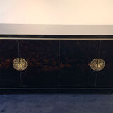 Black and gold lacquered buffet with Chinese handles, 1970