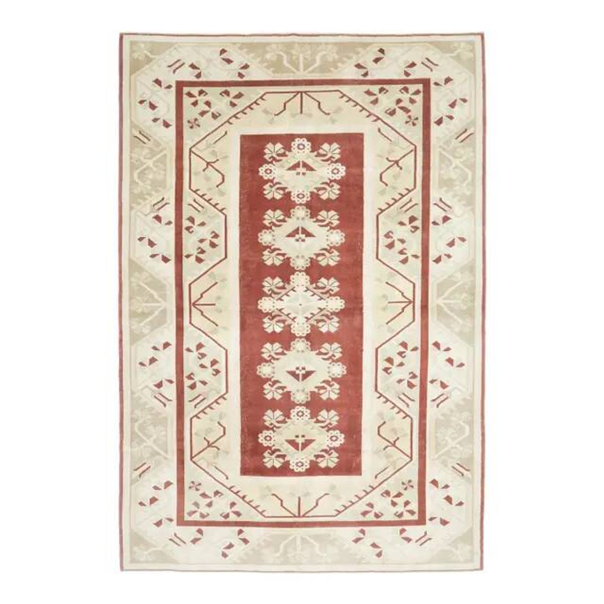 Vintage Turkish Hand-Knotted Wool Cotton Red Area Rug 202x301