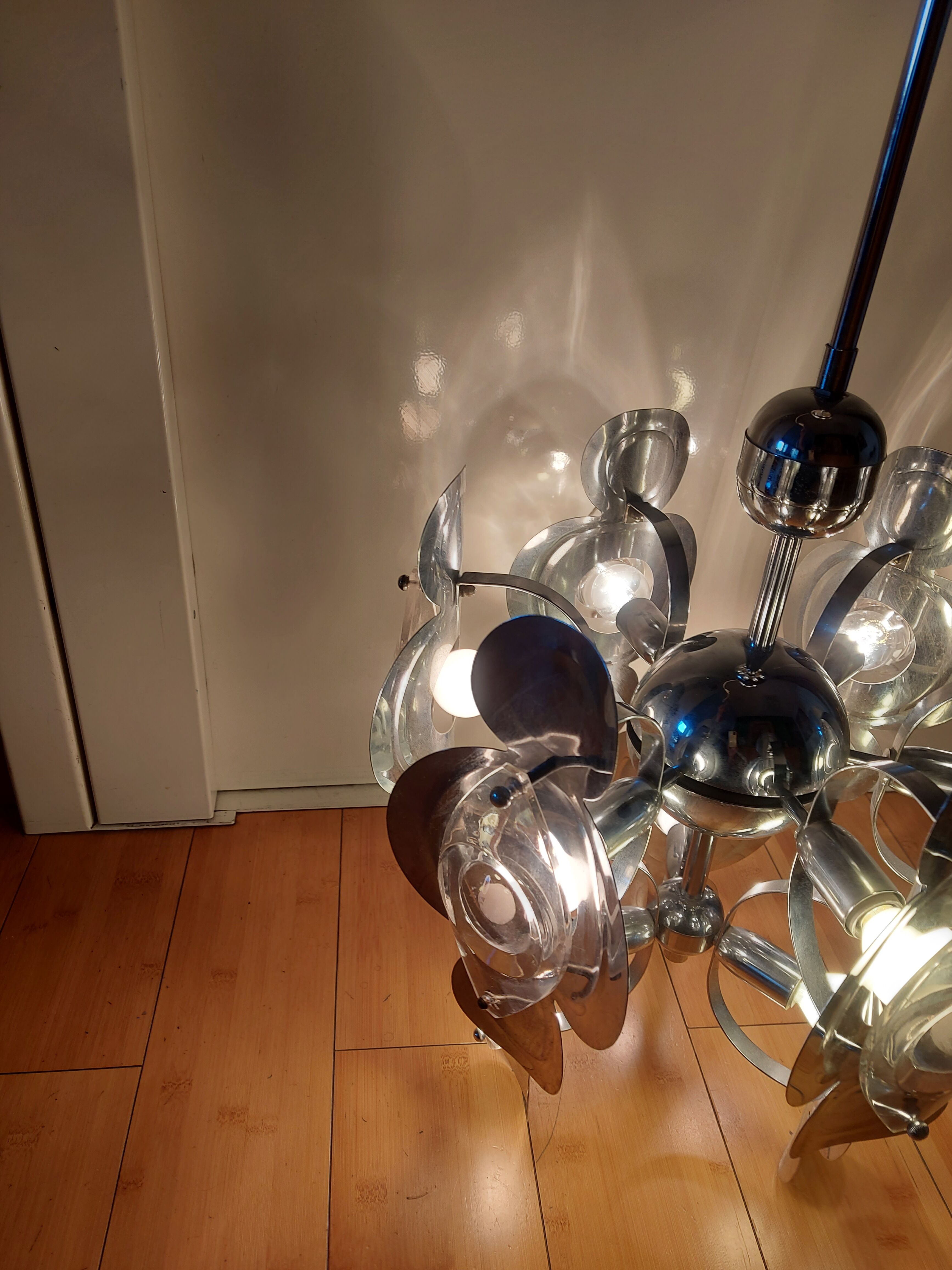 Vintage chandelier 70'S Oscar Torlasco , 9 lights