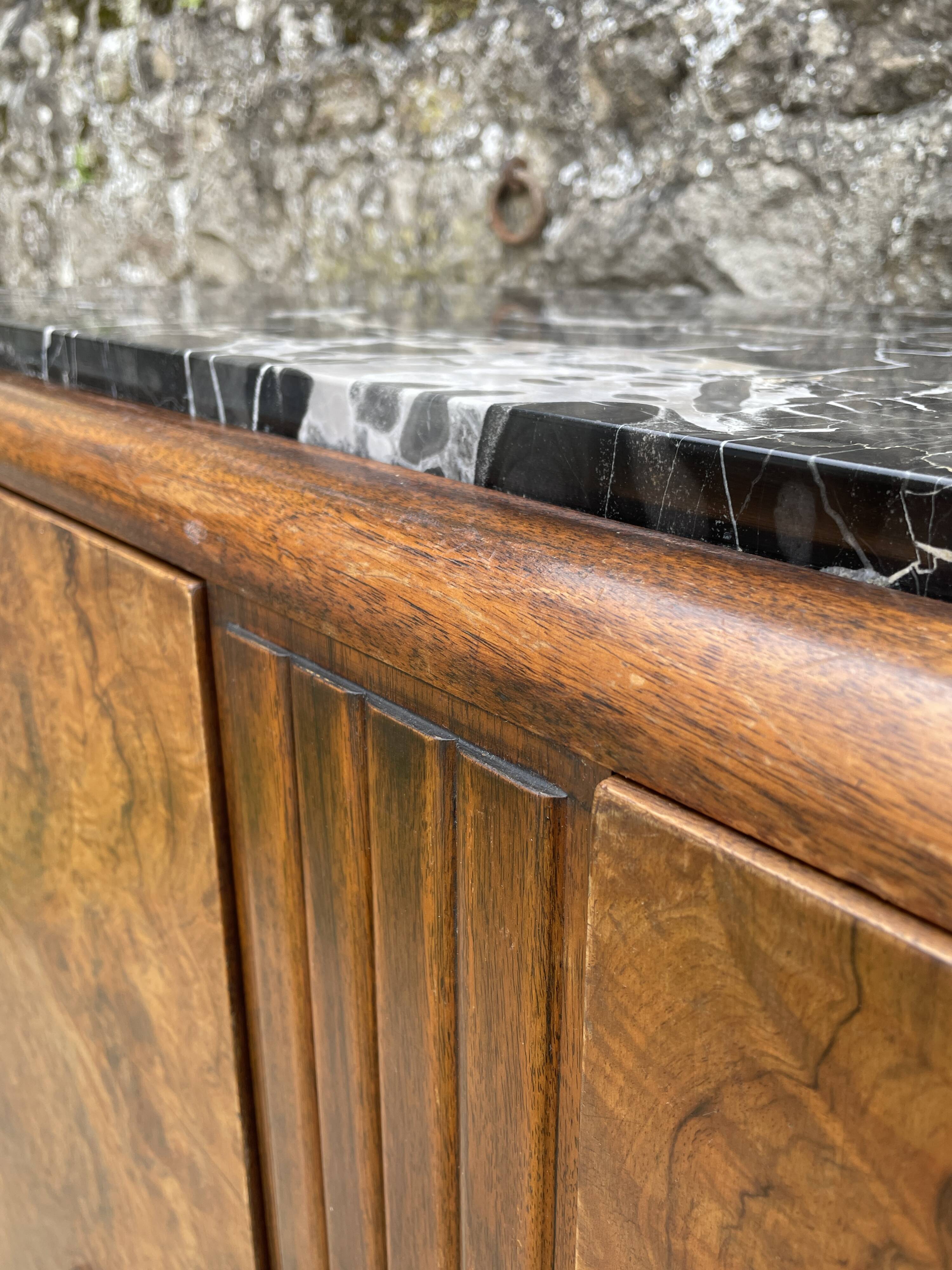 Low sideboard in black marble, Art Deco, 1930s