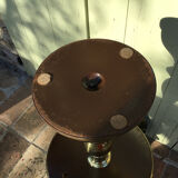 Pair of coffee tables gilded metal smoked glass top