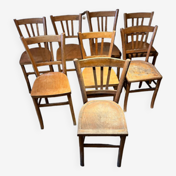 Lot de 8 chaises bistrot 1950