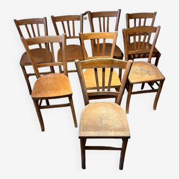 Set of 8 bistro chairs 1950