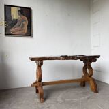 Table artisanale en orme massif, art populaire