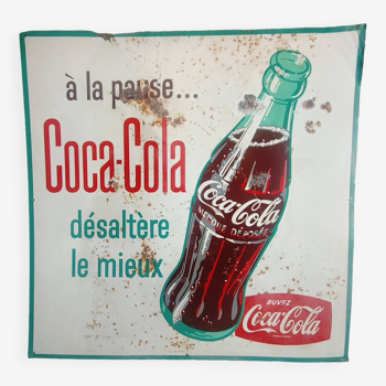 Old Coca Cola advertising sheet metal plaque 1960's Neuhaus - Bagneux - 90x90 cm