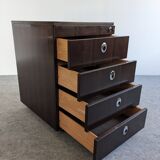 Rosewood storage box on wheels from the 70s/80s