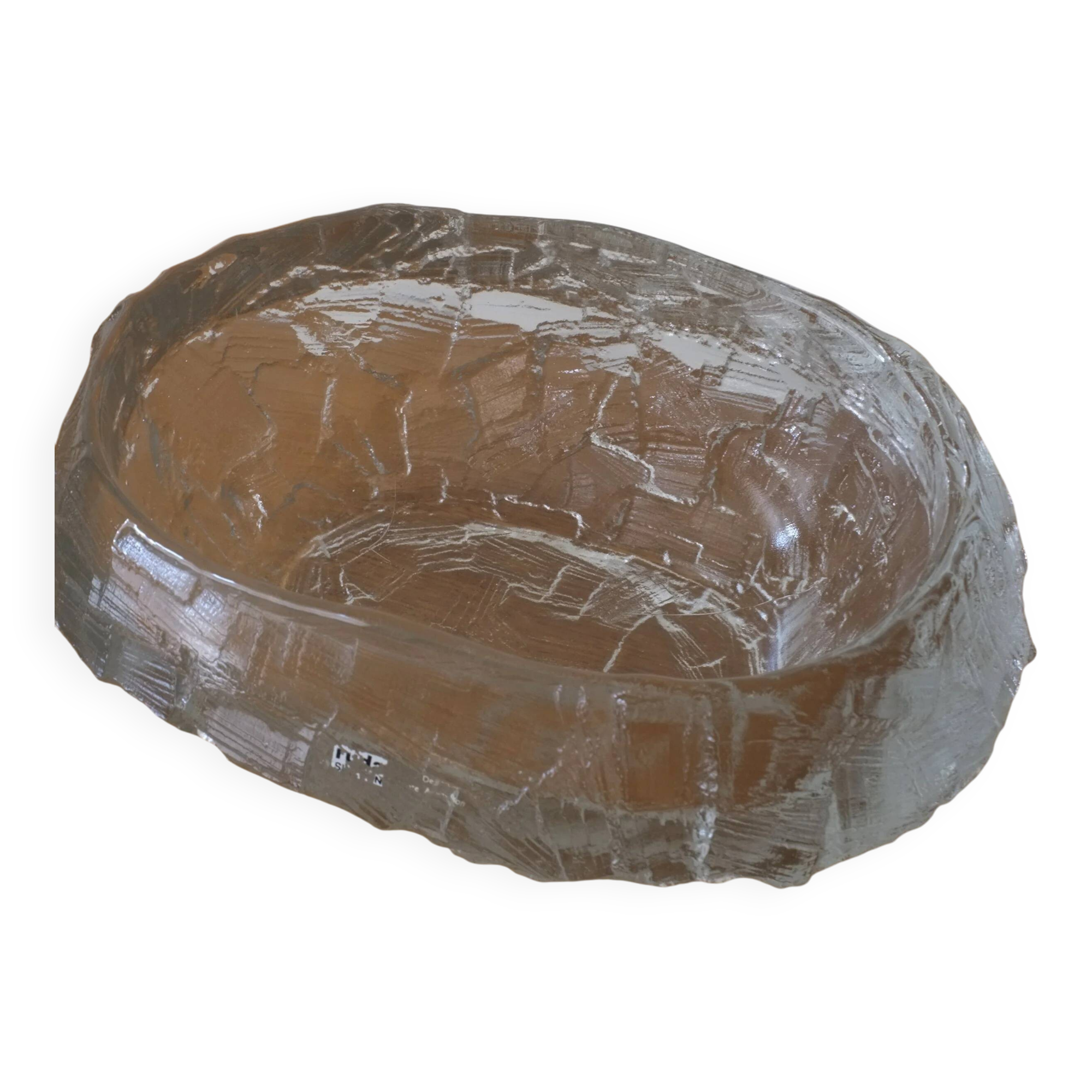 Demant brutalist glass dish by Göte Augustsson | Ruda Sweden | 1960s