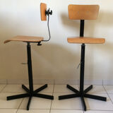 Set de 3 chaises réglable d'atelier de laboratoire ou de chimie