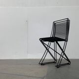 Set of black postmodern Kreuzschwinger chairs by Till Behrens for Schlubach, 1980s.