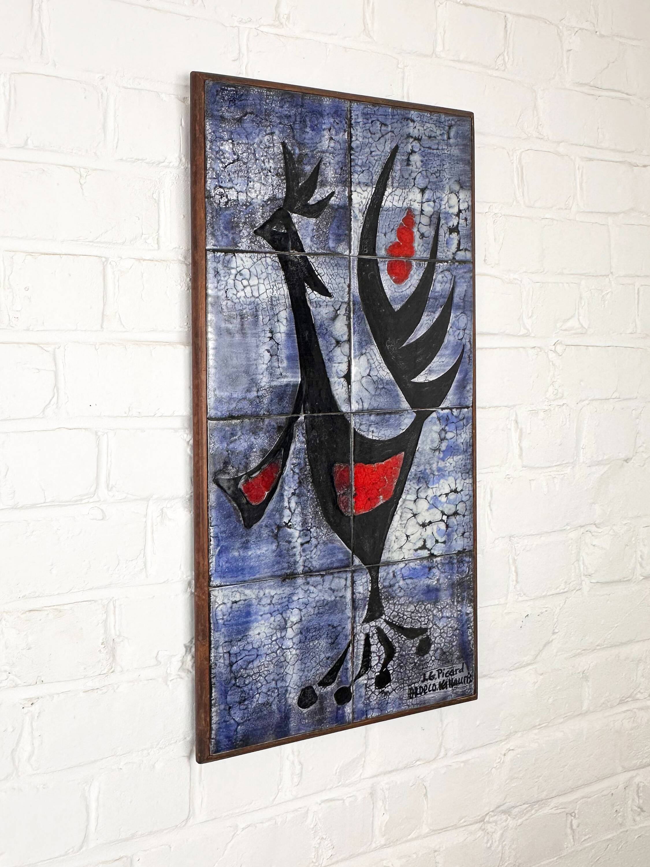 Modernist ceramic wall panel by J.G. Picard, Vallauris, 1960s.