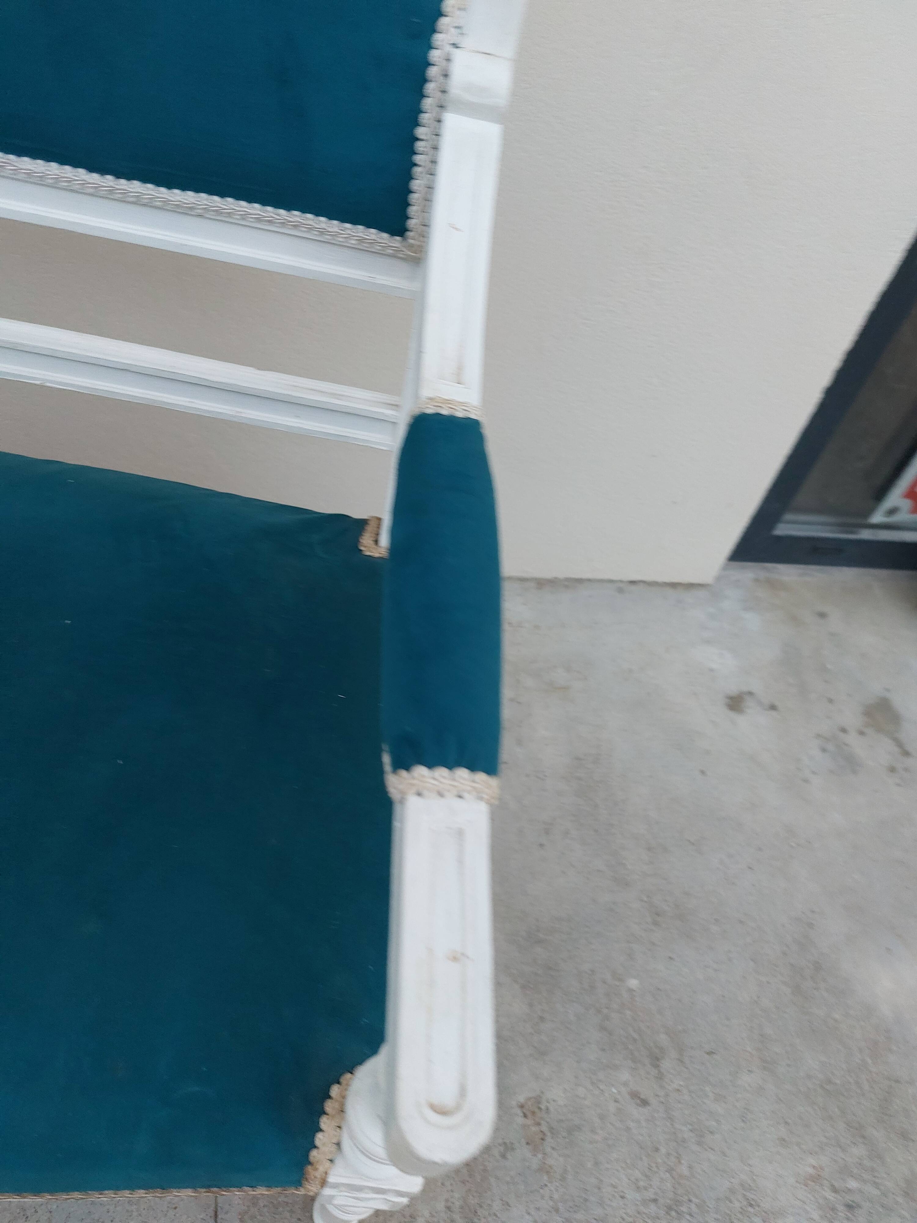 Louis XVI style living room set with bench and 2 armchairs