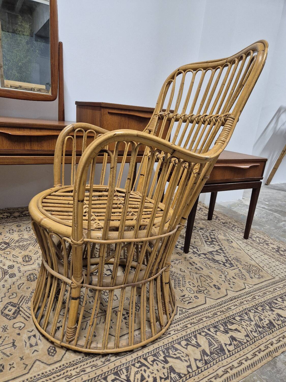 Fauteuil en Rotin Bambou vintage 1950s design -H85cm