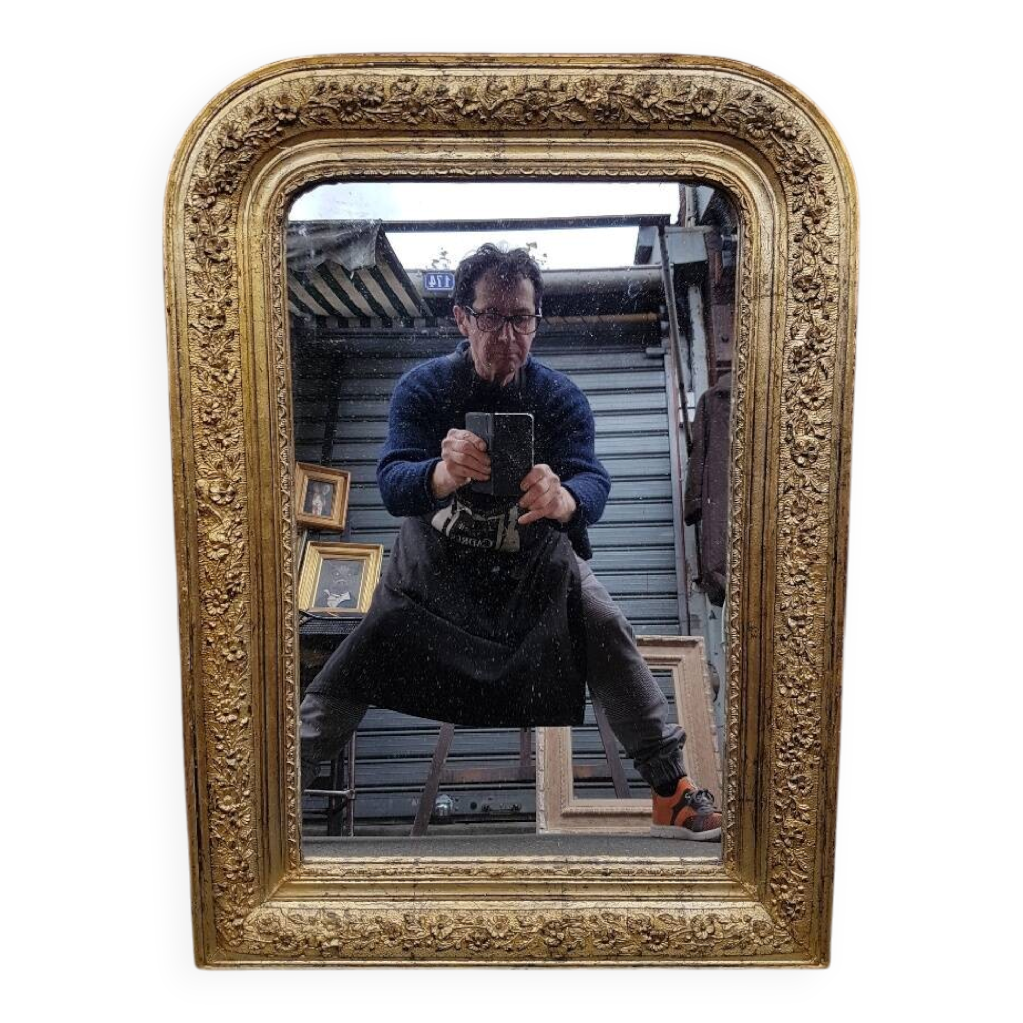 small gilded mirror in Louis-Philippe style circa 1880