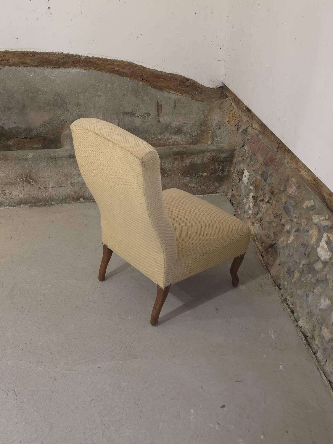 Pale yellow Napoleon III armchair