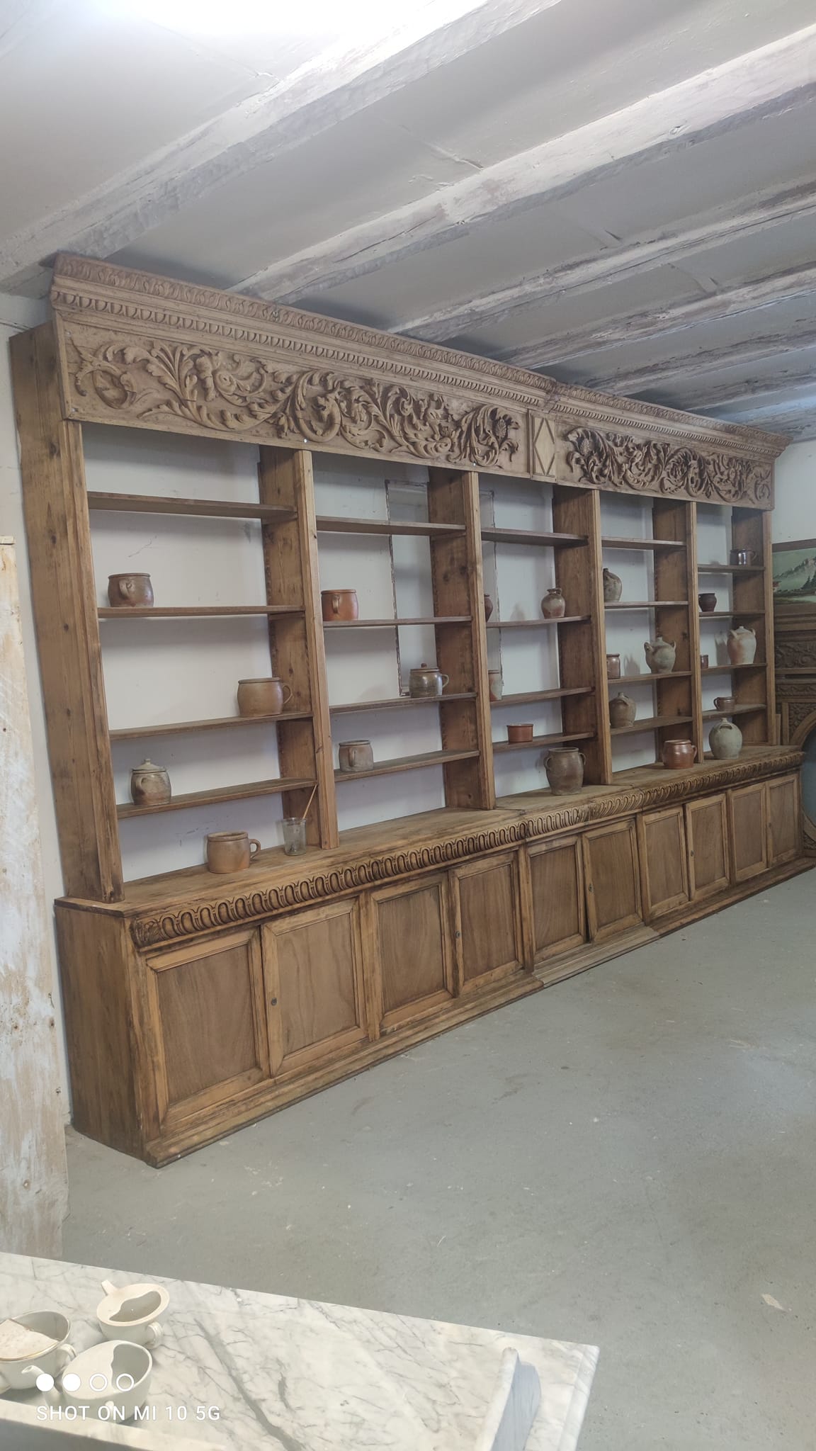 Large natural wood bookcase late nineteenth