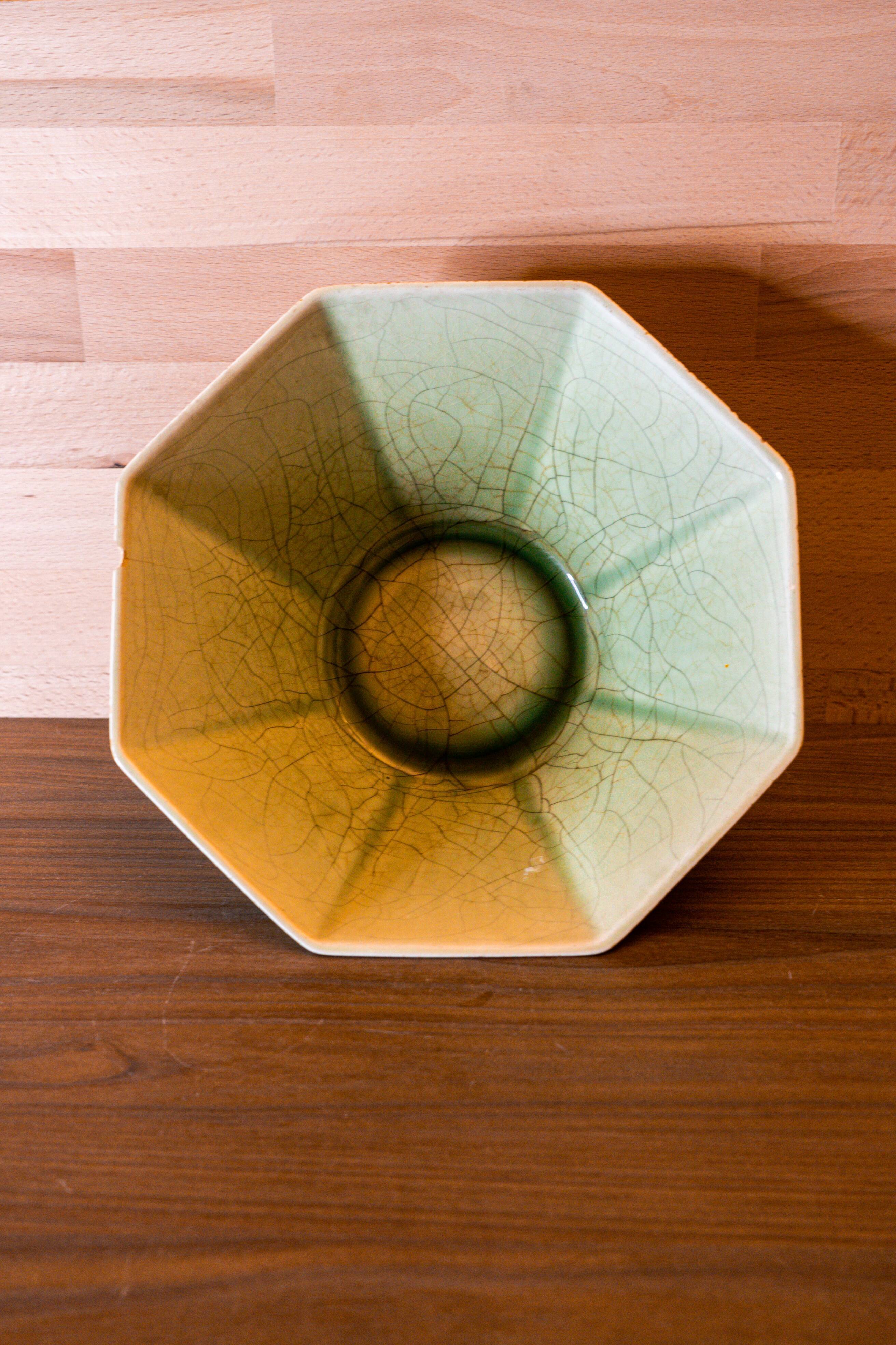 Beautiful emerald green salad bowl in Charolles faince