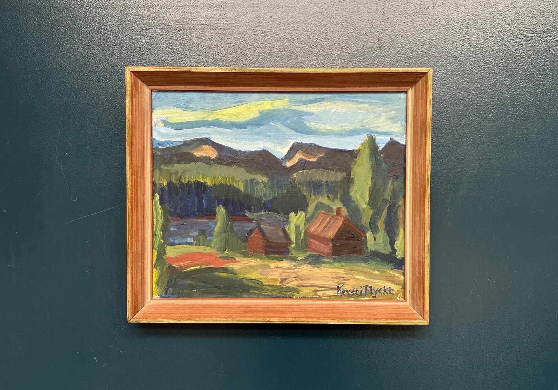 Huile sur panneau suédois – Paysage de montagne par Kerstin Flyckt