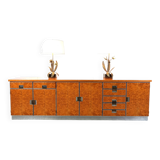 Vintage italian burl wood credenza, 1970s