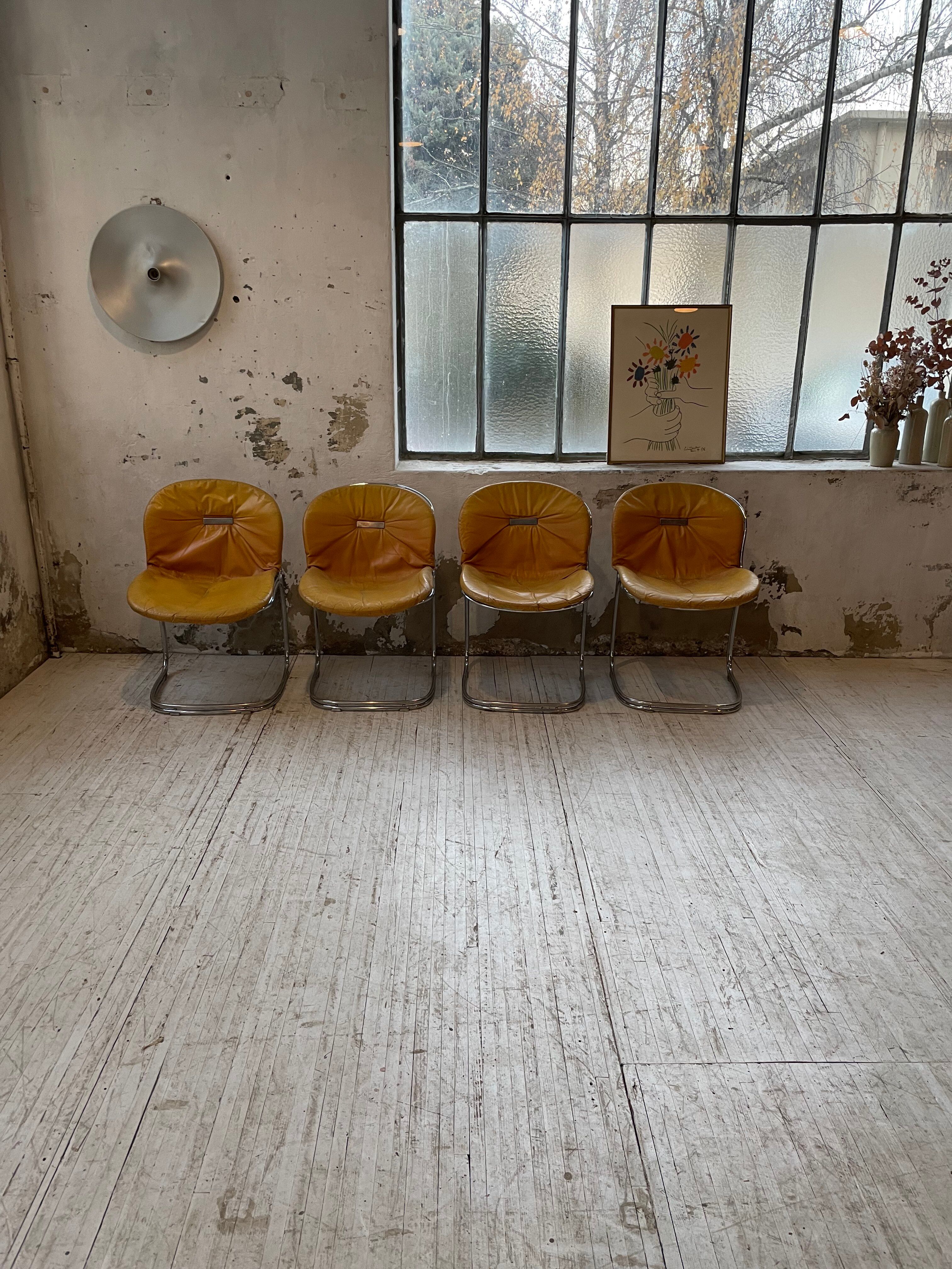 4 chairs Rinaldi "Sabrina" yellow leather