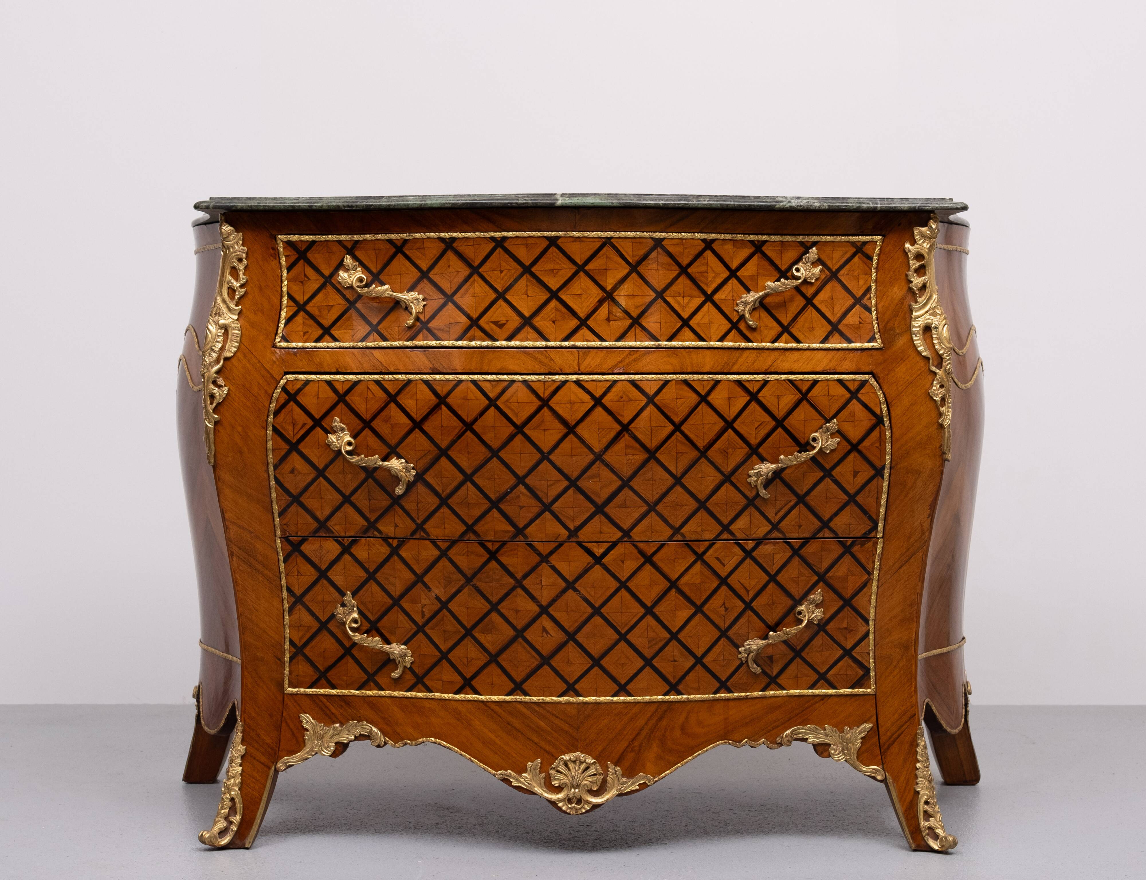 Louis XV Dutch Checkerboard Inlay Chest of Drawers, 1960s