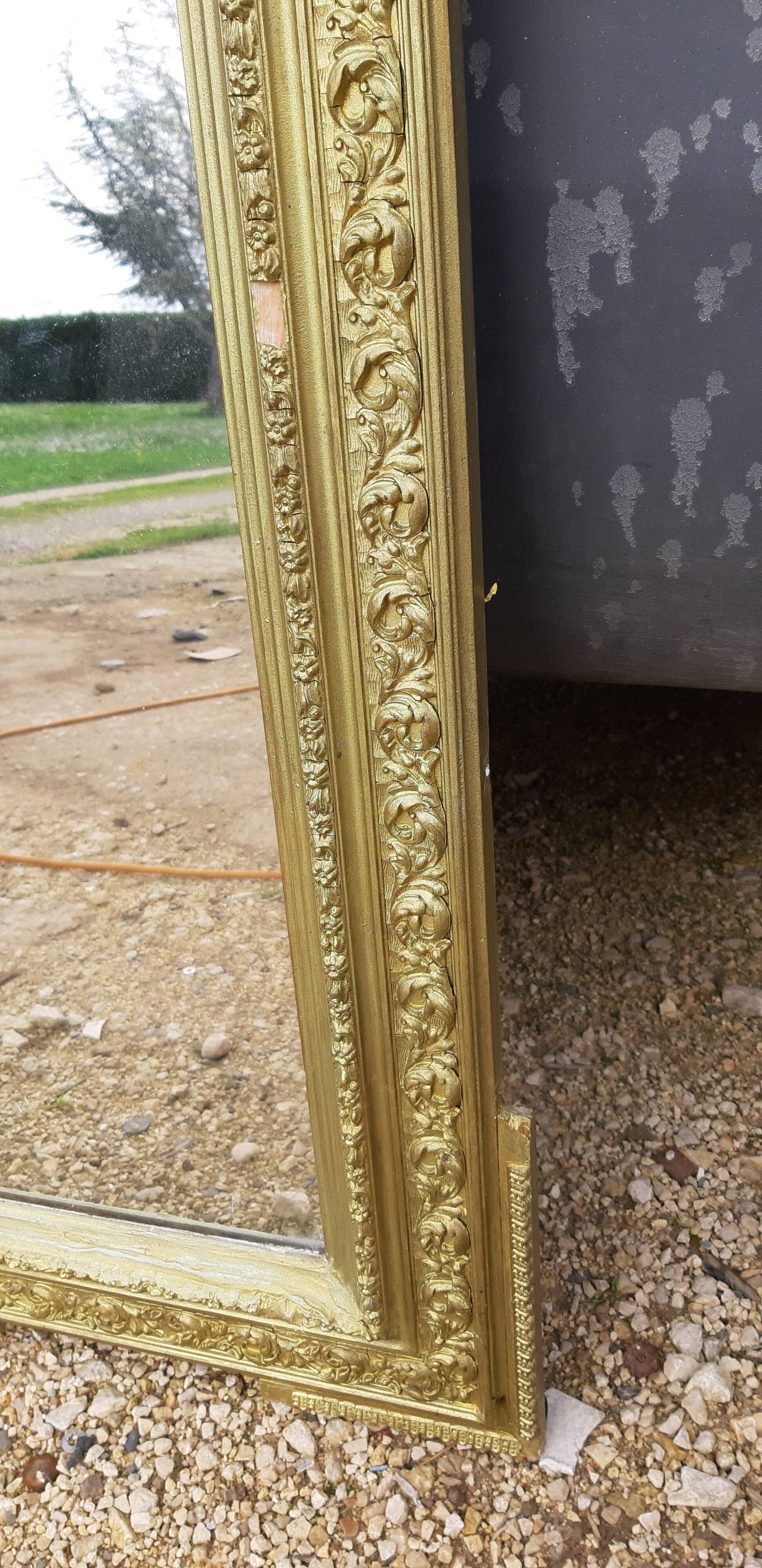 Mirror 19 th wood and golden stuc 156x87cm