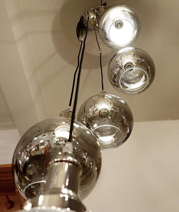 Modern Sculptural Hanging Lamp - 5 glass globes