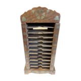 Small wooden shelf decorated brass to store audio cassettes "K7"