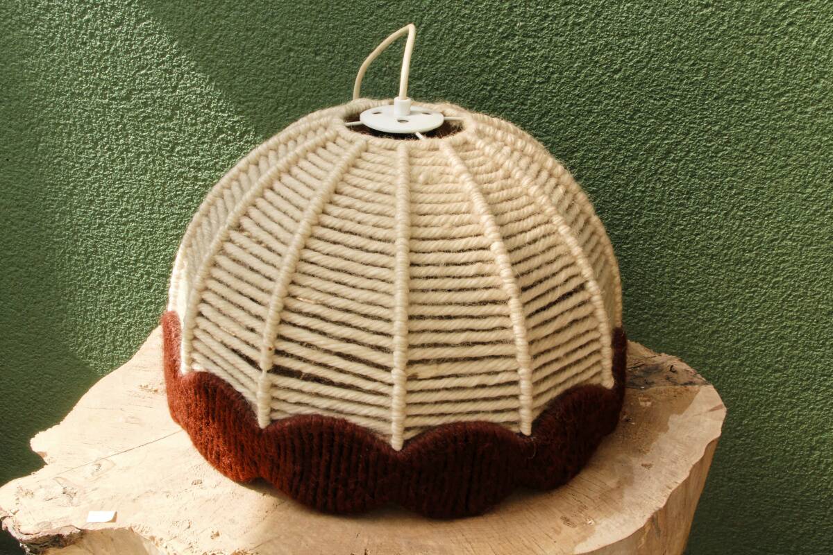 1970s two-tone wool pendant light, Germany
