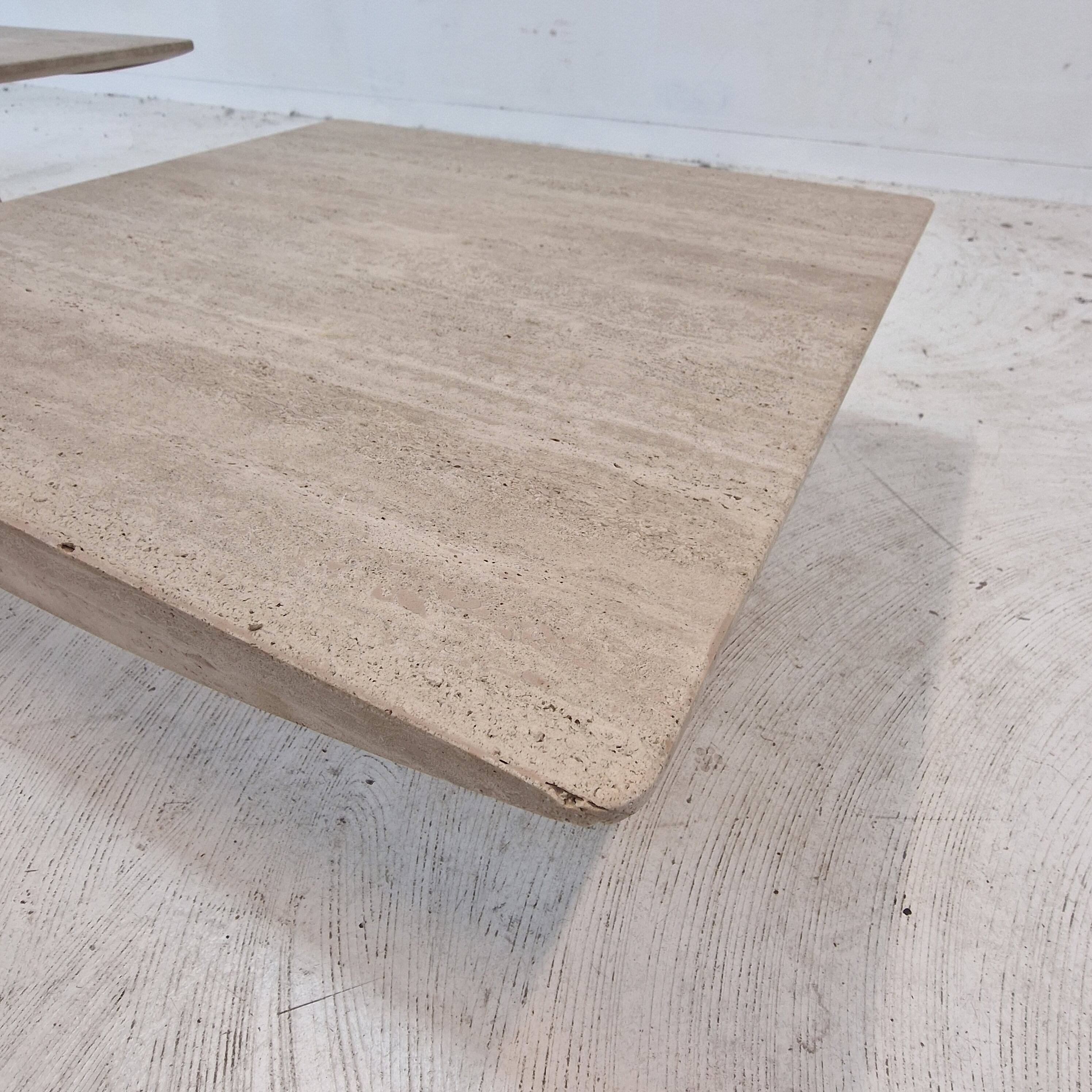 Set of 3 Italian Travertine Coffee or Side Tables, 1980s