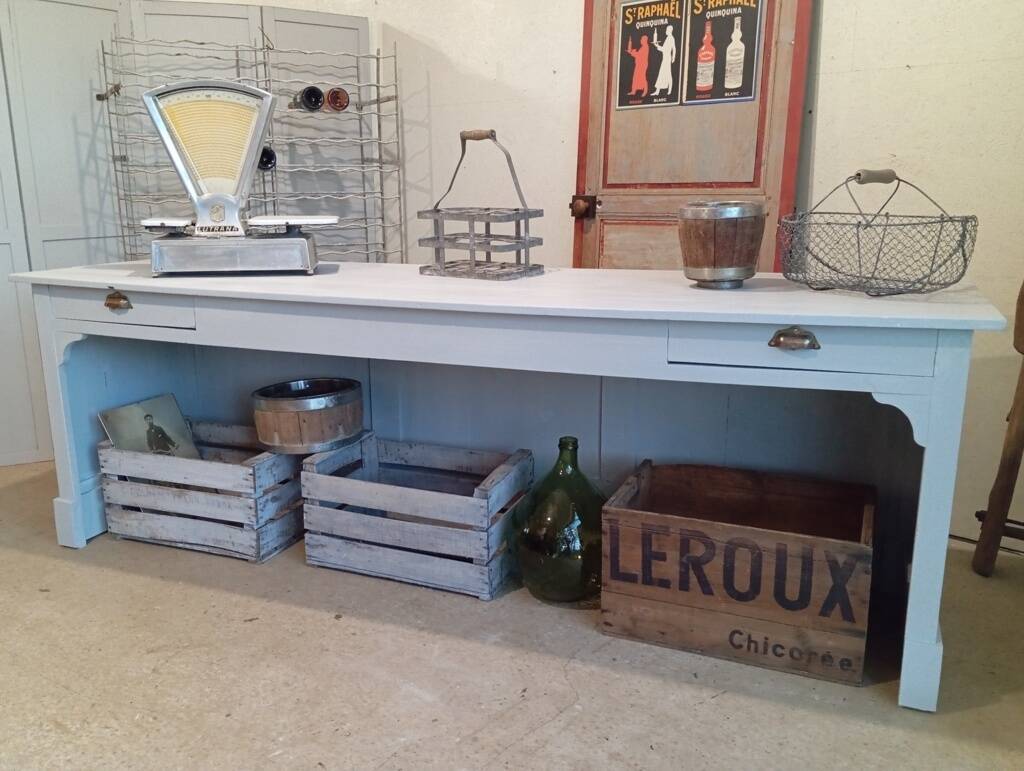 Comptoir d'épicerie 245 cm fin XIXème
