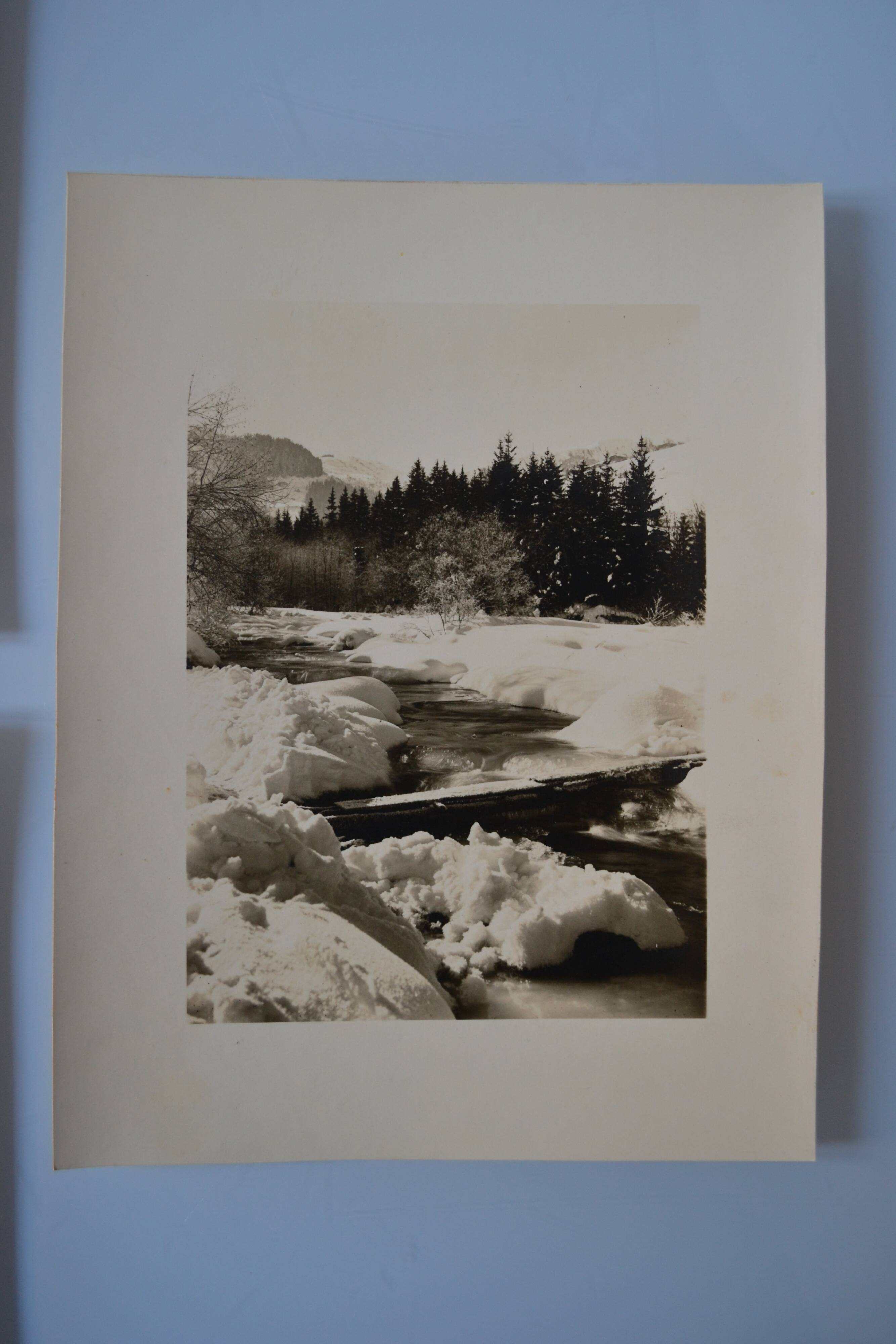 Old silver photo circa 1950 by L. Thomas in Morzine set of 3
