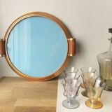 Aperitif liqueur service in iridescent glass on tray
