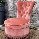 Pink velvet padded toad armchair 1970