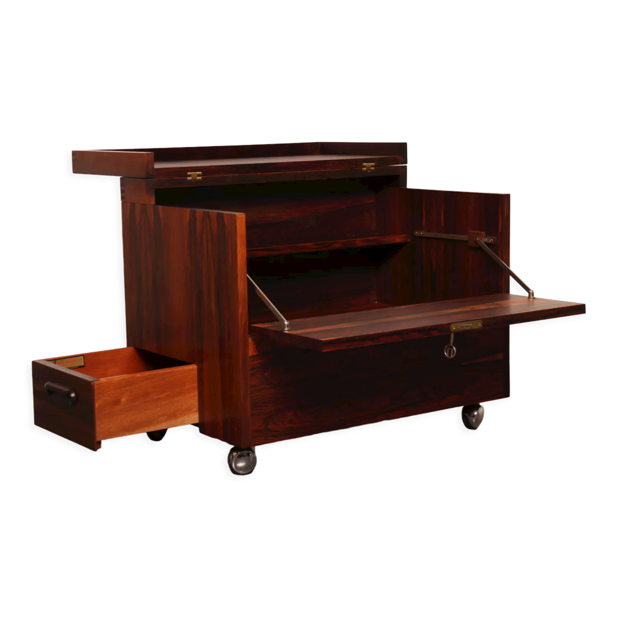 Cube bar in rio-rosewood  designed by Rolf Hesland  for Bruksbo Tegnekontor - Norway - 1960's