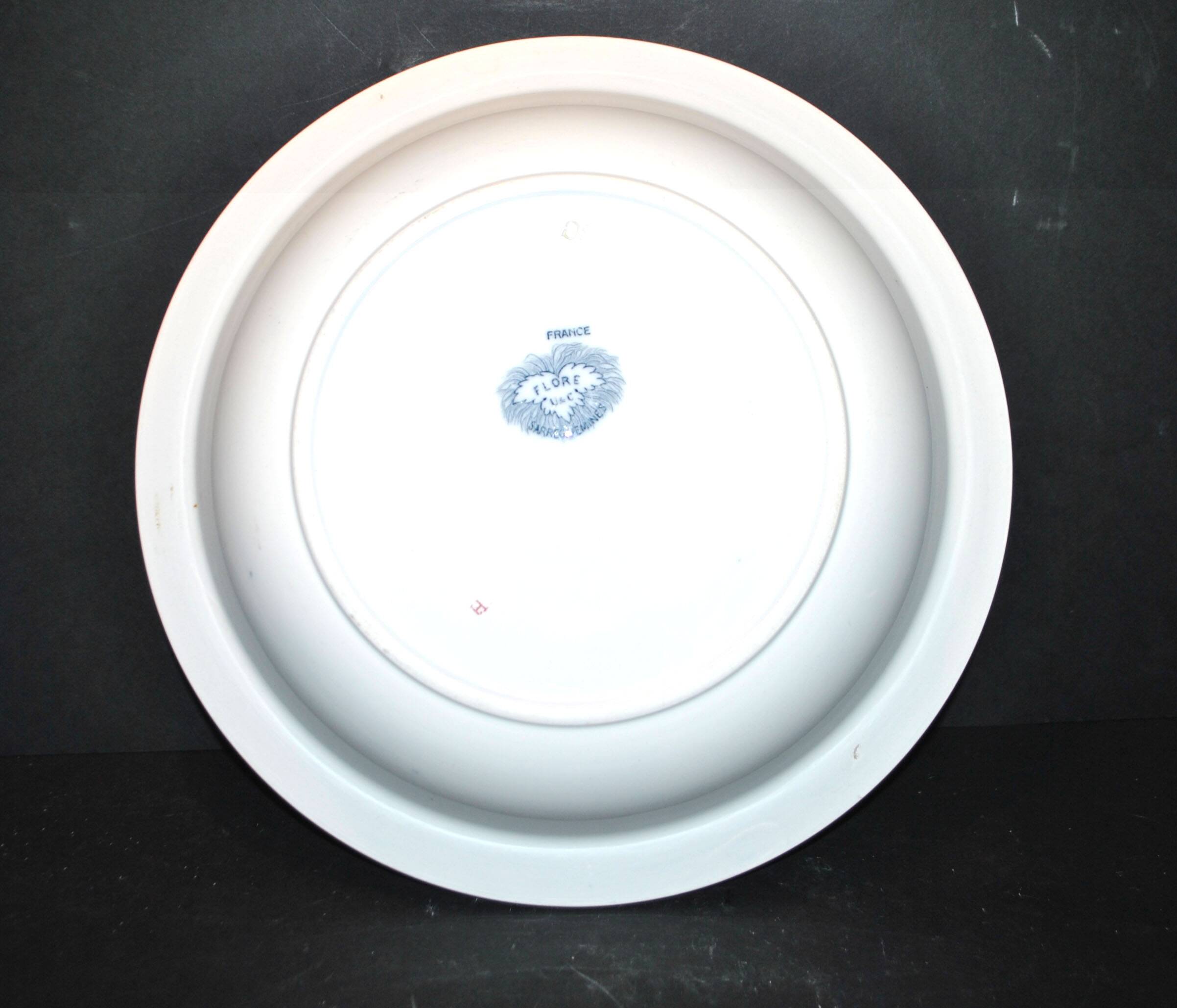 SARREGUEMINES FLORE Deep dish Salad bowl with blue flower decoration U&C 28cm