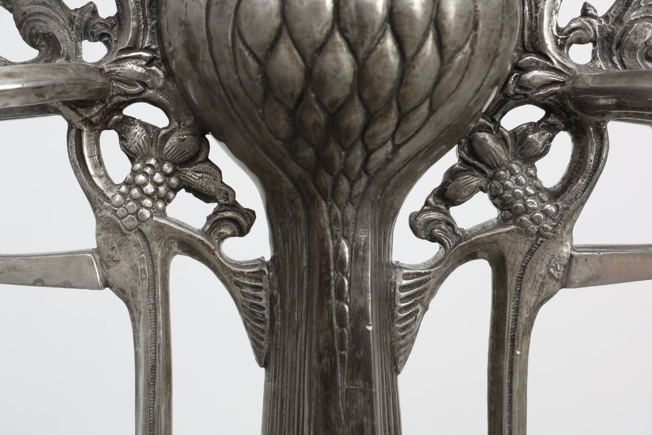 Art Nouveau tin candle holder by Achille Gamba, Italy ca. 1900