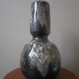 Designer ceramic vase from the 50s, bluish gray signature Jean-Marie Maure, handcrafted