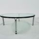 Table basse ronde vintage en verre et acier, signée Horst Brüning pour Kill International, années 1960