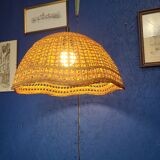 Abat jour pendant lamp in vintage wicker